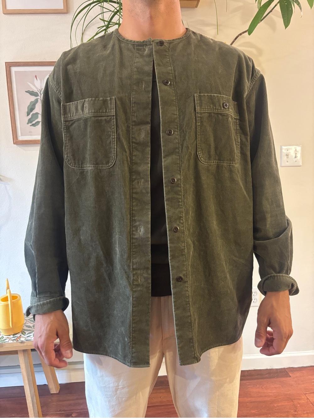 Uniqlo Olive Green Corduroy Button-Front Men’s Jacket
